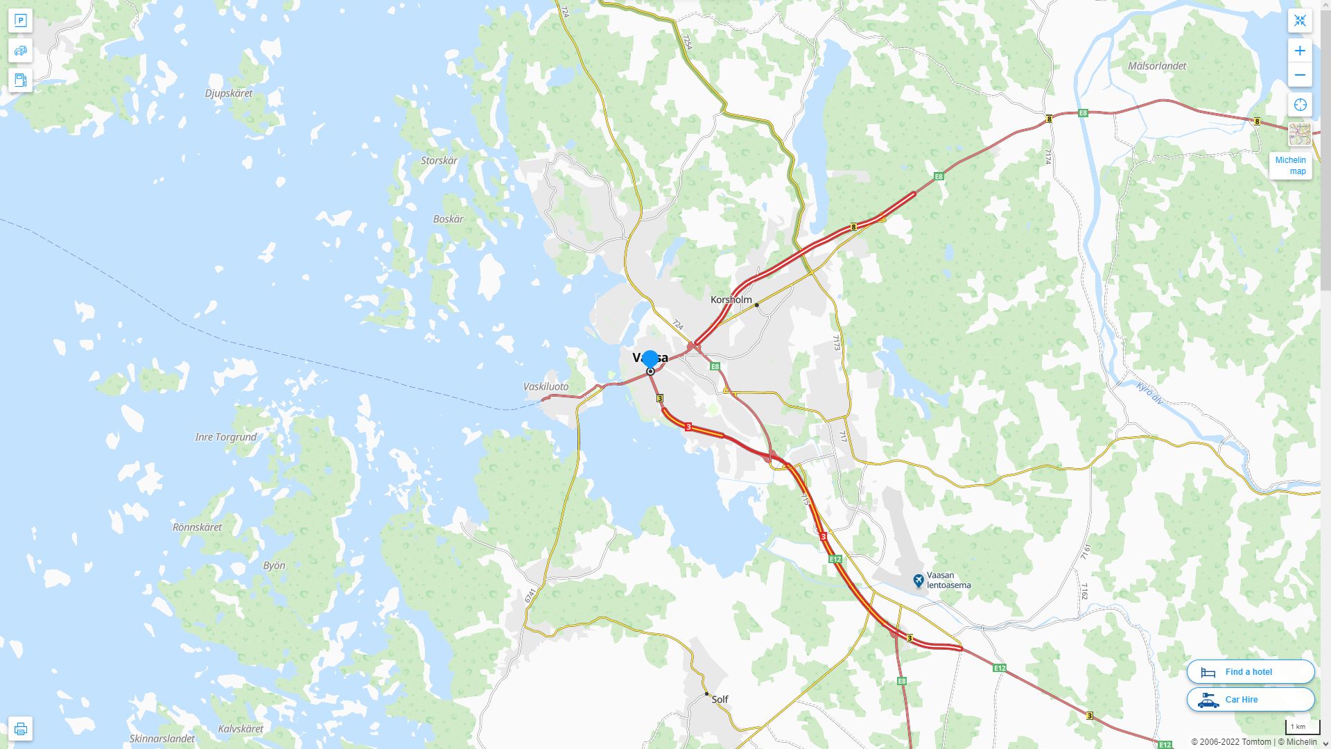 Vaasa Finlande Autoroute et carte routiere